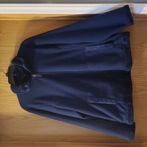 Land's End Velvety Polyester Zip Up Collared Jacket; Navy Blue; 1X